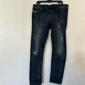 Diesel Tepphar Italy Slim-Carrot Distressed Denim Jeans Sz 36W 32L Button Fly